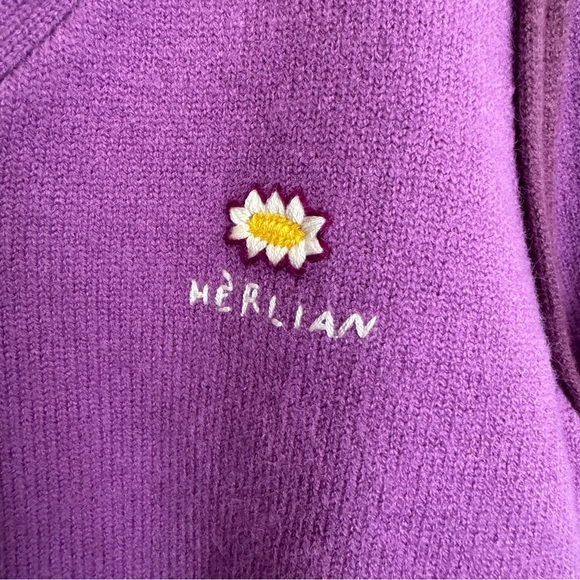 Herlian Daisy Cropped Short Cardigan Sweater‎ Sz S Purple Knit  Feminine Dainty - Picture 7 of 14